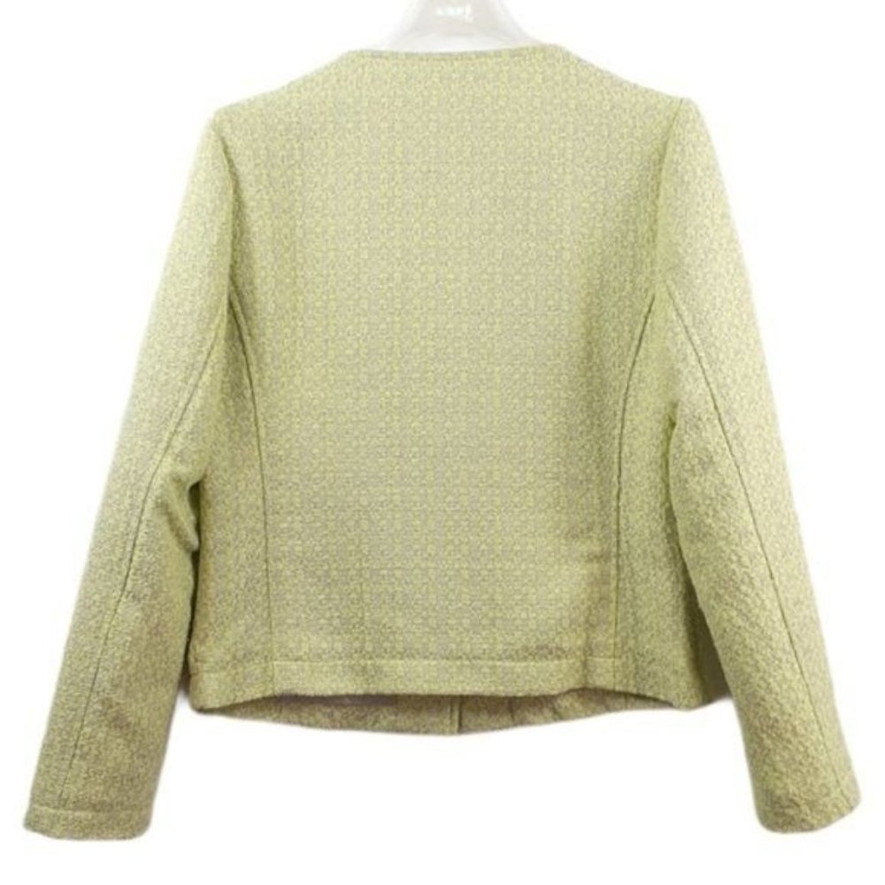 OPUS Size 40 Chartreuse Green Gray Tweed Jale SP Zip Front Moto Jacket Blazer - Picture 11 of 12